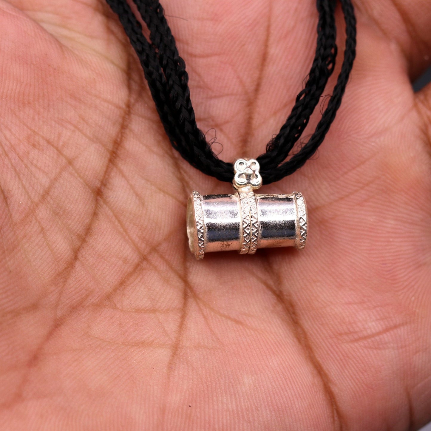 Amazing Sterling silver handmade tiny pipe shape pendant vintage antique design pine pendant unisex tribal jewelry nsp103 - TRIBAL ORNAMENTS