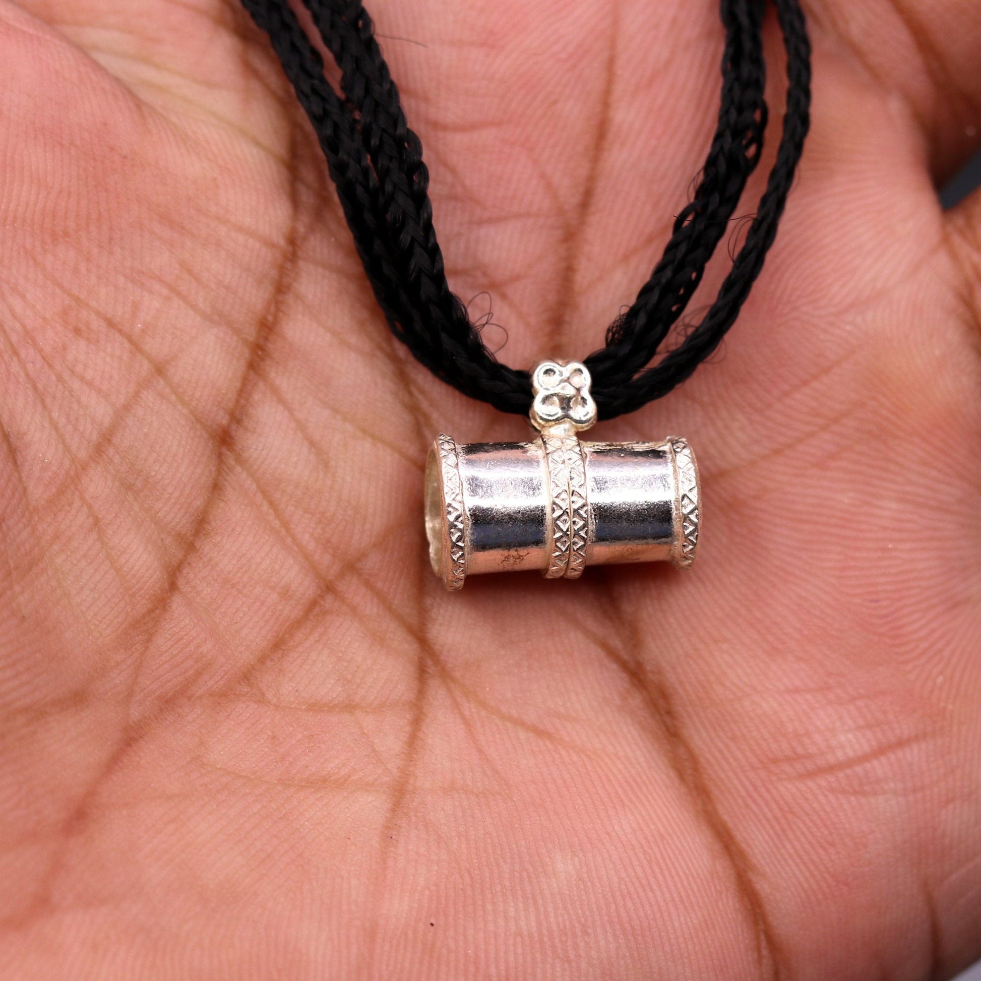 Amazing Sterling silver handmade tiny pipe shape pendant vintage antique design pine pendant unisex tribal jewelry nsp103 - TRIBAL ORNAMENTS