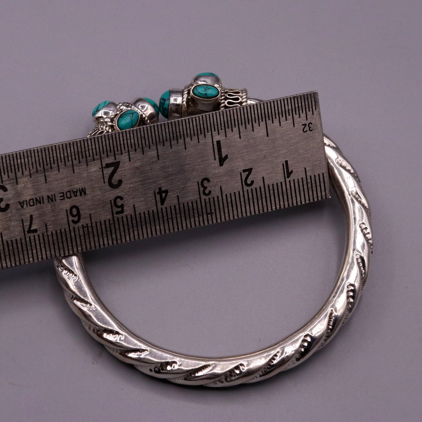 Vintage design handmade 925 sterling silver fabulous turquoise stone jadau bangle bracelet kada unisex customized jewelry from india nsk73 - TRIBAL ORNAMENTS