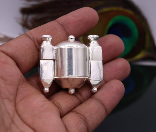 Vintage antique design Indian lord shiva lingam box container box sterling silver pendant jewelry from rajasthan india nsp115 - TRIBAL ORNAMENTS