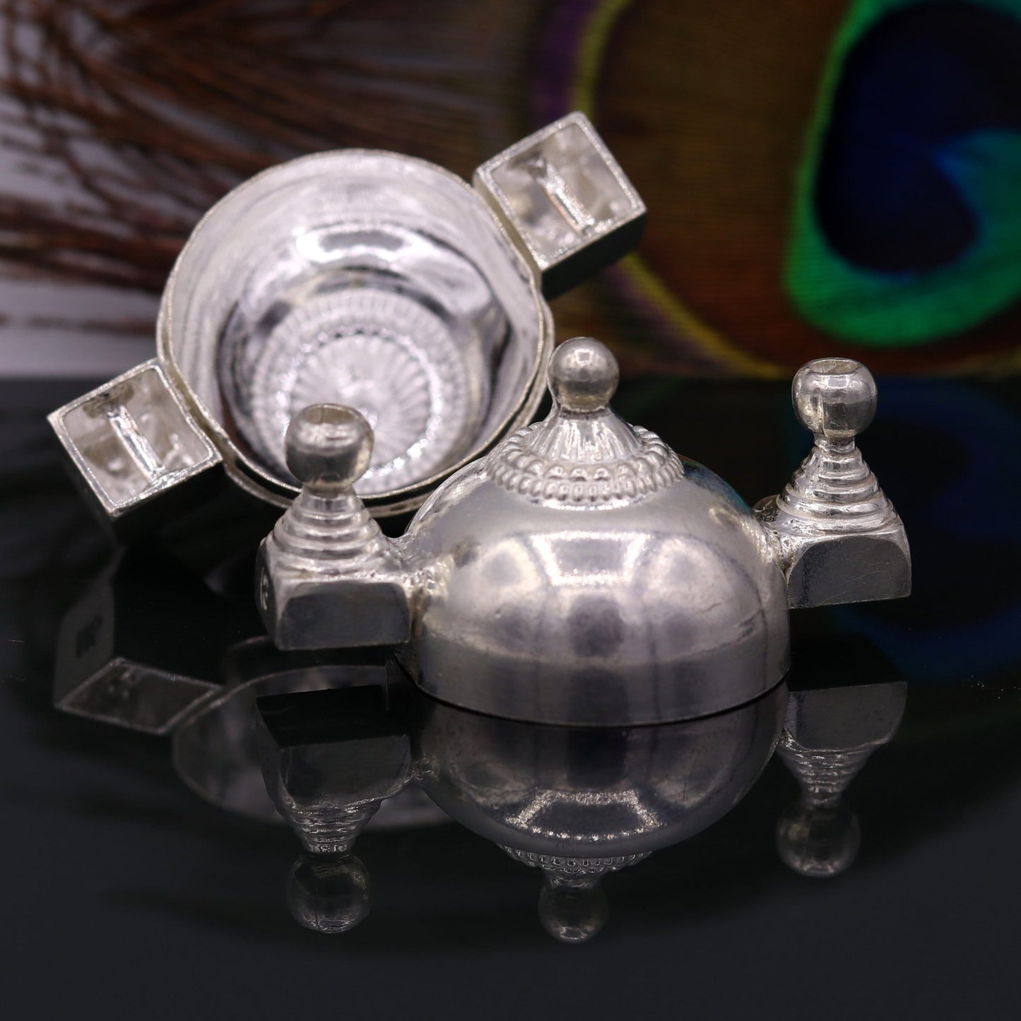 Vintage antique design rare Indian lord shiva lingam box container box sterling silver pendant jewelry from rajasthan india nsp116 - TRIBAL ORNAMENTS