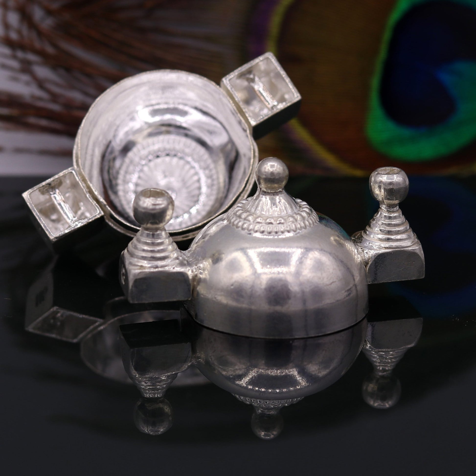 Vintage antique design rare Indian lord shiva lingam box container box sterling silver pendant jewelry from rajasthan india nsp116 - TRIBAL ORNAMENTS