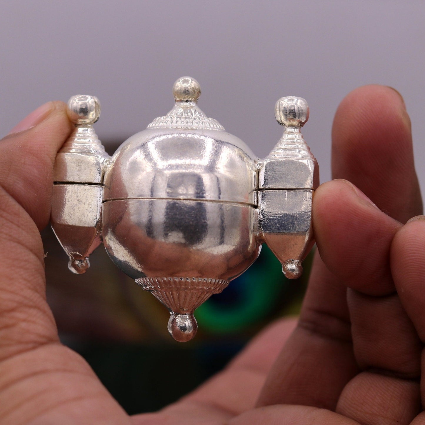 Vintage antique design rare Indian lord shiva lingam box container box sterling silver pendant jewelry from rajasthan india nsp116 - TRIBAL ORNAMENTS