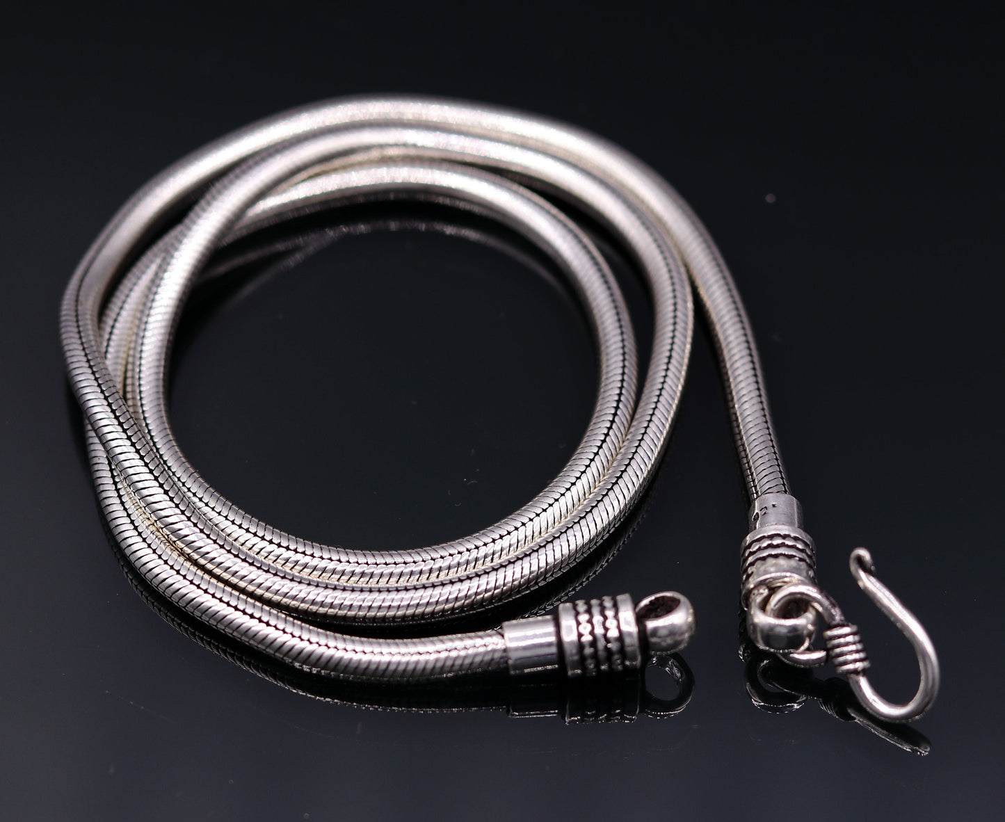 Vintage style 925 sterling silver 28 inch handmade flexible snake chain , screw chain amazing antique chain necklace jewelry ch33 - TRIBAL ORNAMENTS