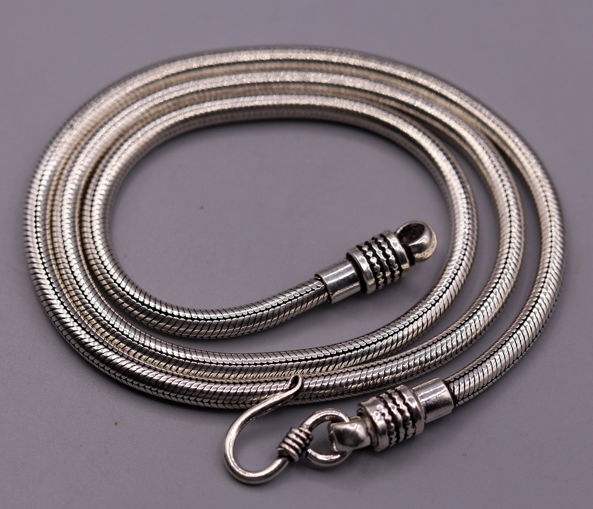 Vintage style 925 sterling silver 28 inch handmade flexible snake chain , screw chain amazing antique chain necklace jewelry ch33 - TRIBAL ORNAMENTS