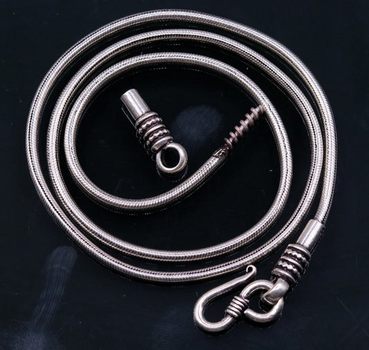 925 sterling silver vintage handmade Solid silver snake chain ,18 inches long screw chain solid antique pendant chain necklace jewelry ch43 - TRIBAL ORNAMENTS