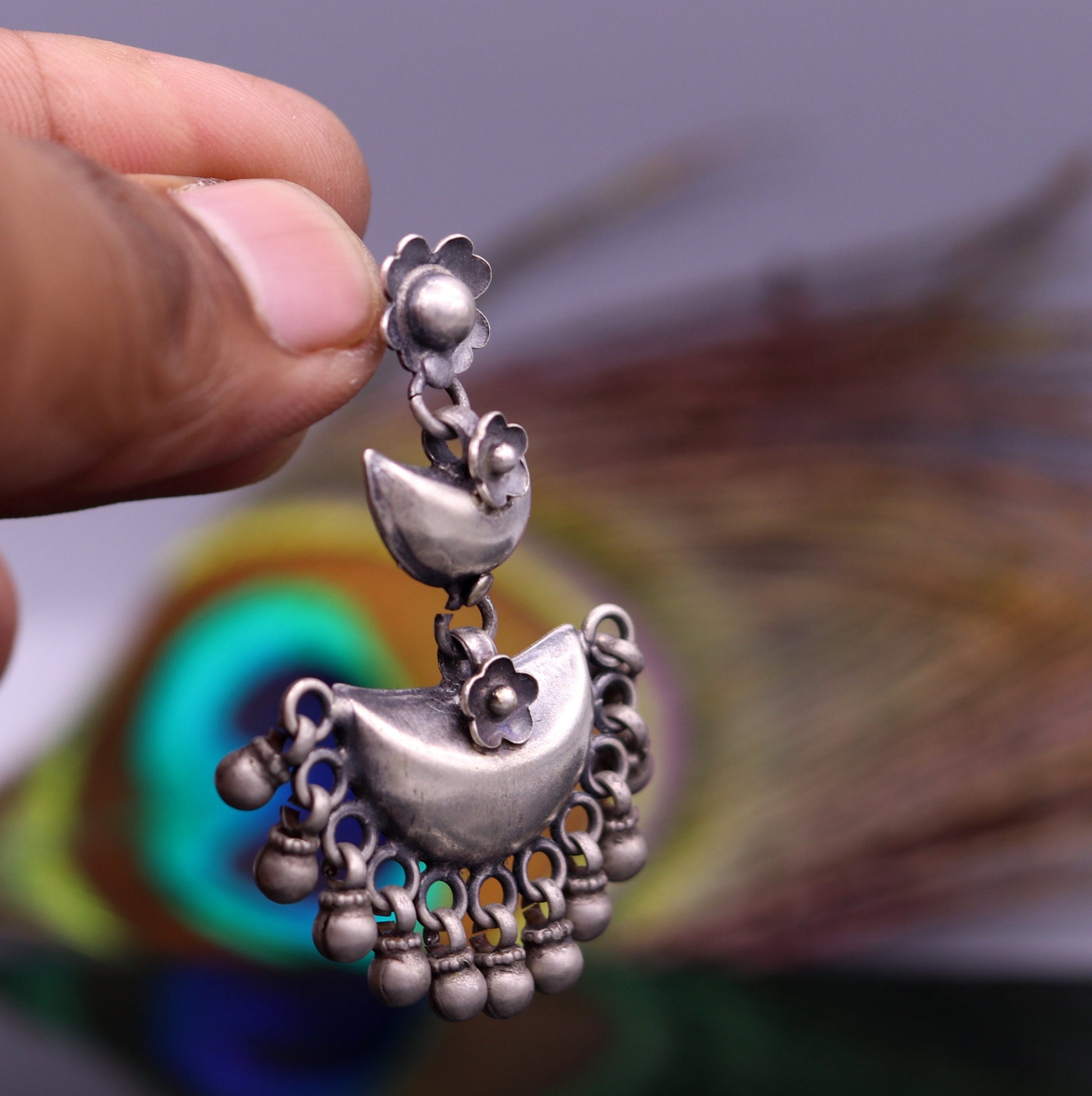Amazing drop dangle vintage antique design handmade 925 sterling silver stud earrings belly dance customized  jewelry girls women's s312 - TRIBAL ORNAMENTS