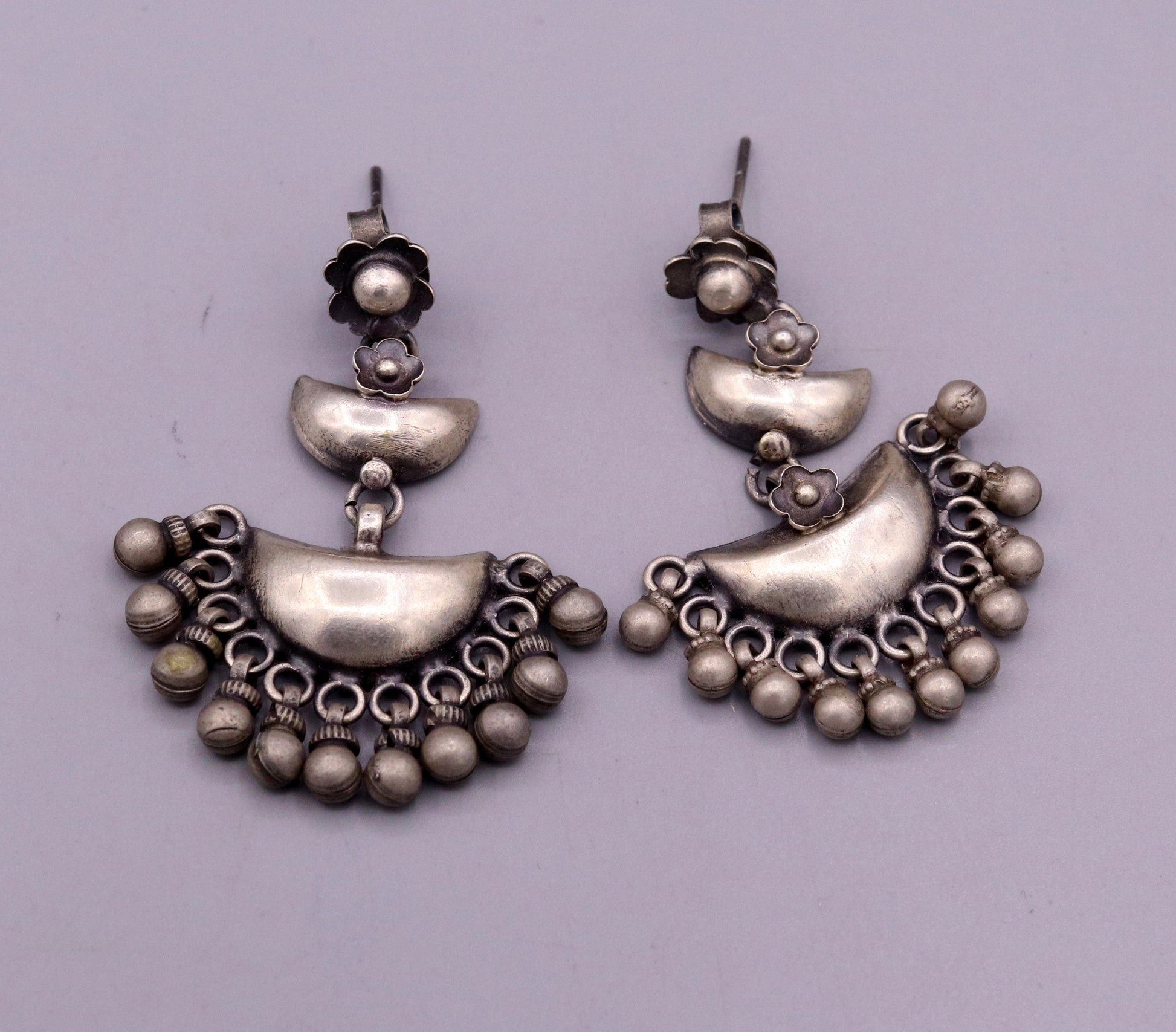 Amazing drop dangle vintage antique design handmade 925 sterling silver stud earrings belly dance customized  jewelry girls women's s312 - TRIBAL ORNAMENTS