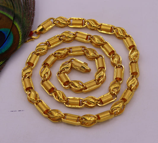 22kt yellow gold handmade amazing customized design excellent personalized gifting chain necklace from India ch211 - TRIBAL ORNAMENTS