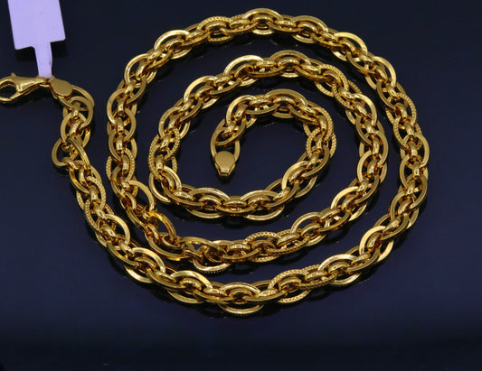 Handmade 22kt yellow gold amazing excellent design chain necklace handcrafted indian jewelry gifting ideas ch213 - TRIBAL ORNAMENTS