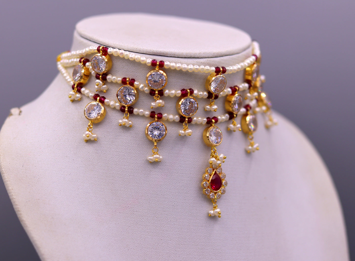 Vintage design handmade 22kt yellow gold gorgeous fit neck necklace wedding anniversary party wear girl's jewelry from india - TRIBAL ORNAMENTS