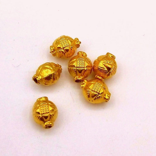 Vintage antique design handmade gorgeous lot 6 pieces 22kt yellow gold beads jewelry findings use to custom jewelry making ideas from india - TRIBAL ORNAMENTS