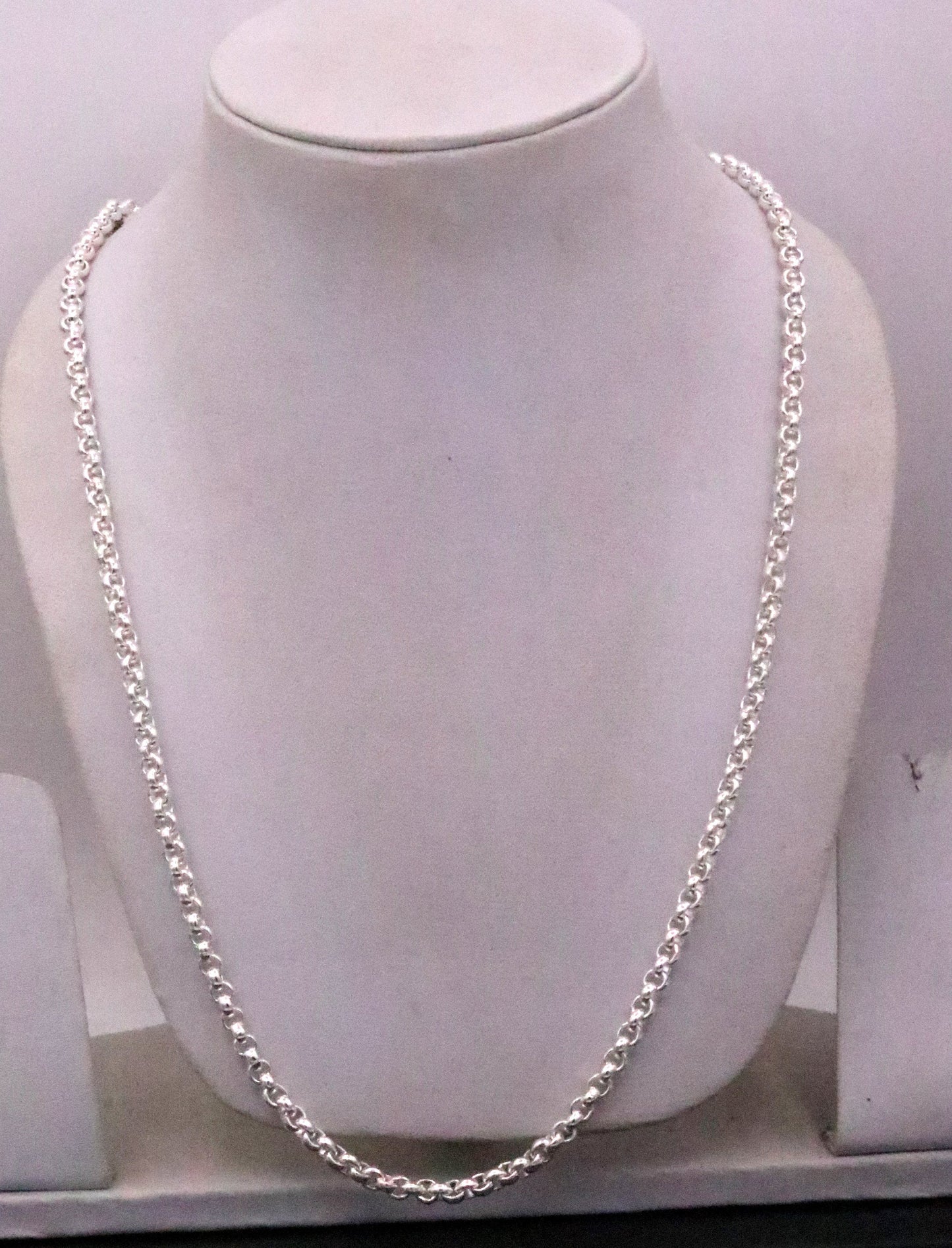 Sterling silver handmade fabulous cable link rolo chain long unisex necklace jewelry from india ch42 - TRIBAL ORNAMENTS