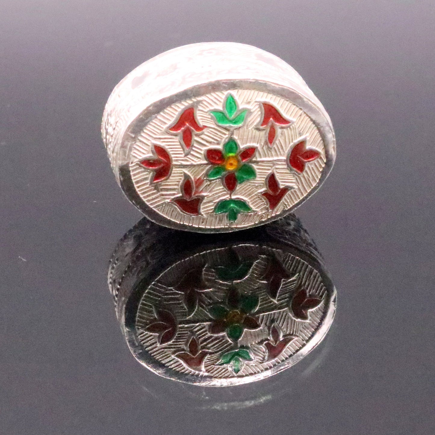 Handmade 925 sterling silver solid trinket box casket box container cigar box color enamel collectible pieces trnk09 - TRIBAL ORNAMENTS