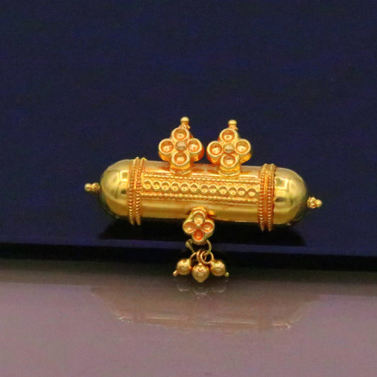 Vintage antique design handmade 20karat yellow gold amulet pendant with fabulous hanging bells excellent women's girl's jewelry from india - TRIBAL ORNAMENTS