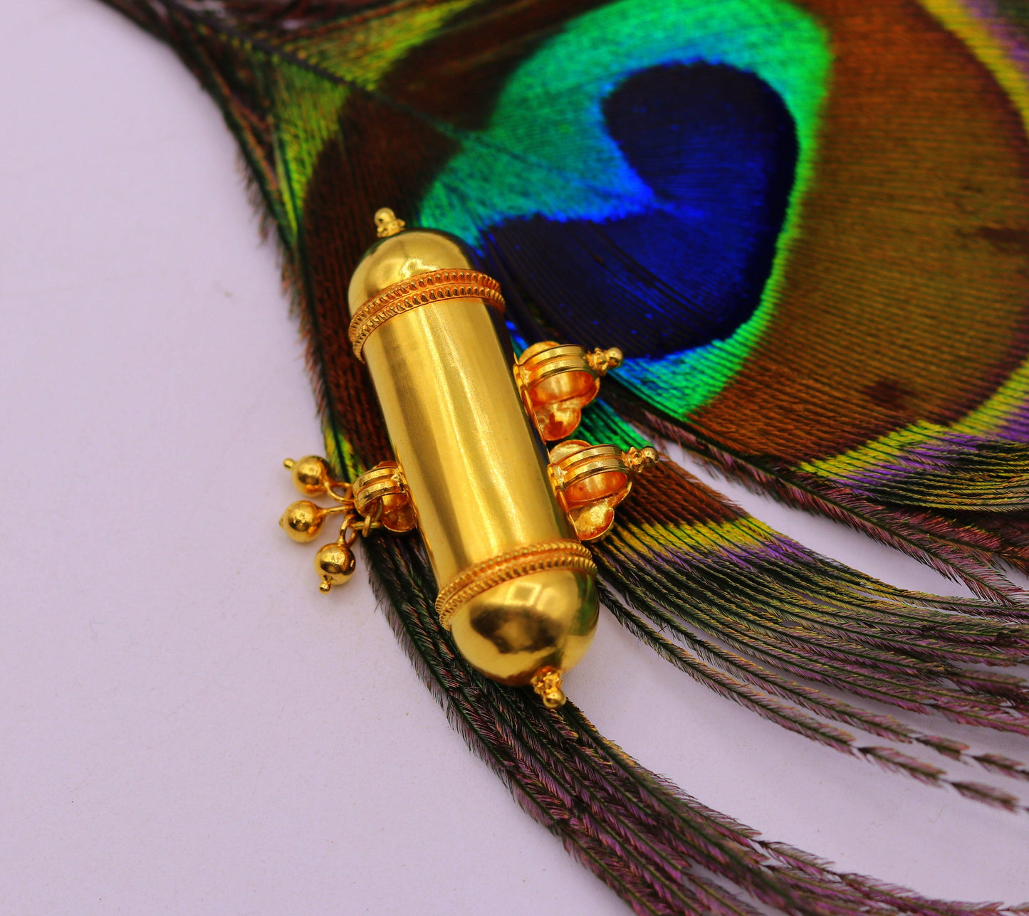 Vintage antique design handmade 20karat yellow gold amulet pendant with fabulous hanging bells excellent women's girl's jewelry from india - TRIBAL ORNAMENTS