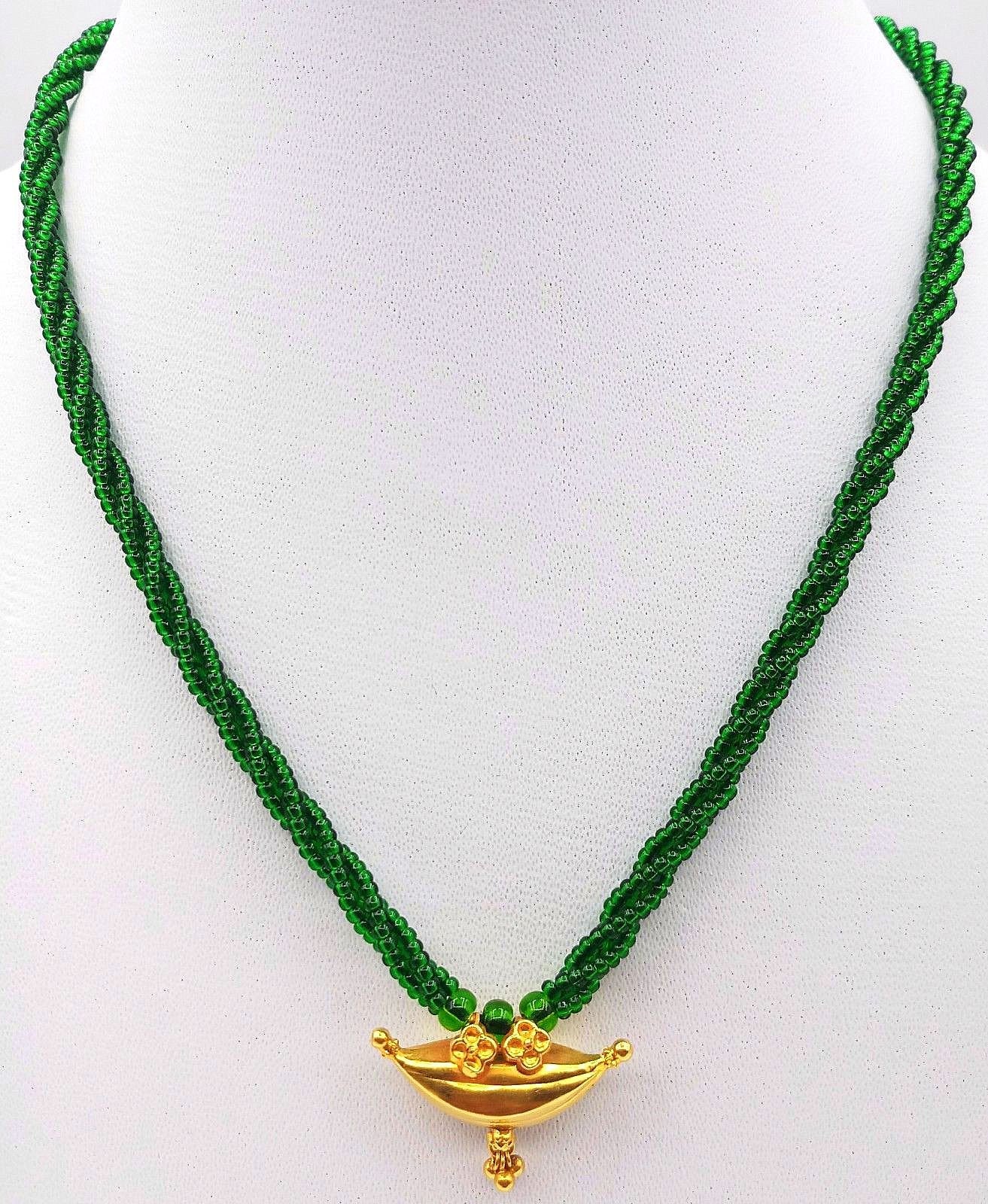 20 karat yellow gold vintage antique style handmade amulet pendant necklace jewelry for girl's women's from tribal Rajasthan india - TRIBAL ORNAMENTS