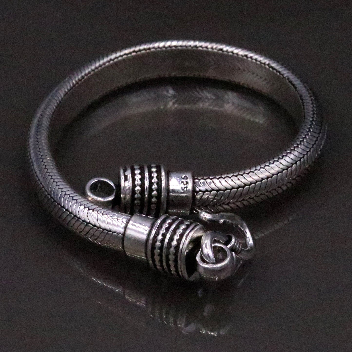 8.5" 7mm Vintage style 925 Sterling silver handmade snake chain Half round 'D' shape bracelet unisex gorgeous style jewelry from india sbr65 - TRIBAL ORNAMENTS