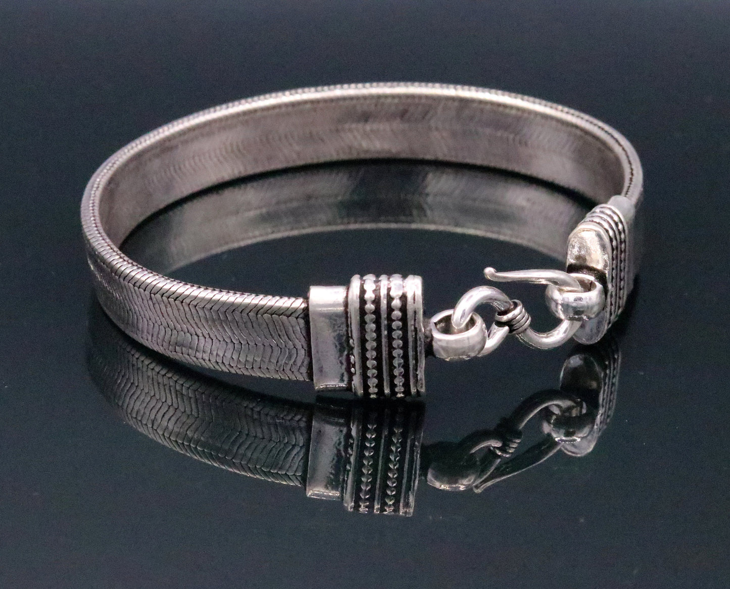 8" Handmade solid 925 sterling silver vintage wheat chain foxtail chain bracelet unisex elegant jewelry for wrist belt gifting sbr66 - TRIBAL ORNAMENTS