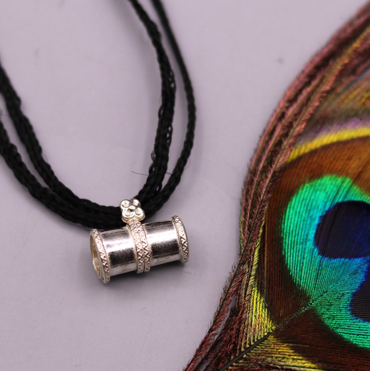 Amazing Sterling silver handmade tiny pipe shape pendant vintage antique design pine pendant unisex tribal jewelry nsp103 - TRIBAL ORNAMENTS