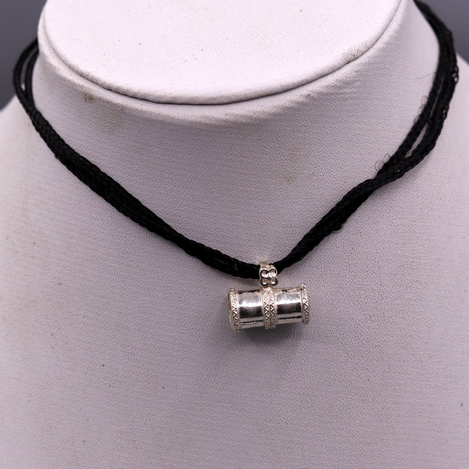 Amazing Sterling silver handmade tiny pipe shape pendant vintage antique design pine pendant unisex tribal jewelry nsp103 - TRIBAL ORNAMENTS