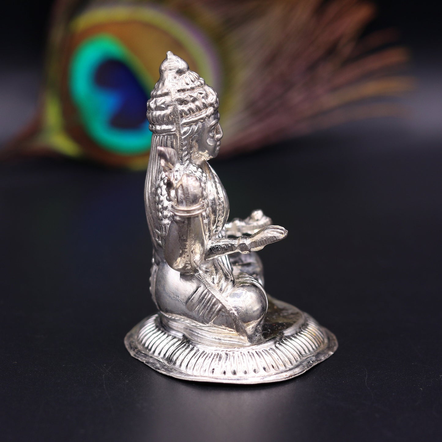 Sterling silver handmade gorgeous Goddess laxmi statue sculpture for Diwali puja customized art home temple article from sst01 - TRIBAL ORNAMENTS