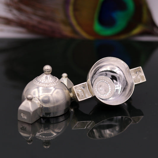Vintage antique design rare Indian lord shiva lingam box container box sterling silver pendant jewelry from rajasthan india nsp116 - TRIBAL ORNAMENTS
