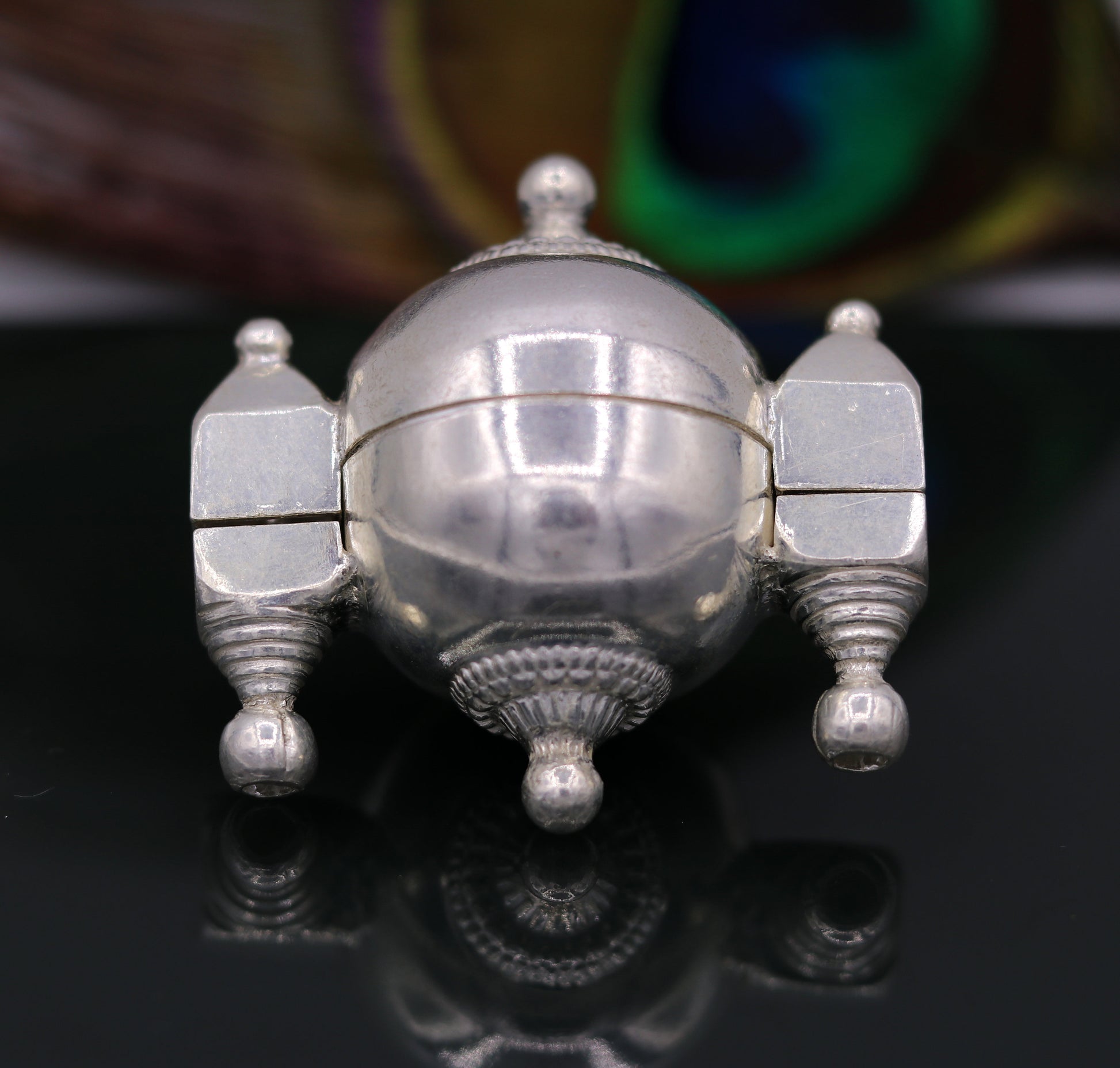 Vintage antique design rare Indian lord shiva lingam box container box sterling silver pendant jewelry from rajasthan india nsp116 - TRIBAL ORNAMENTS