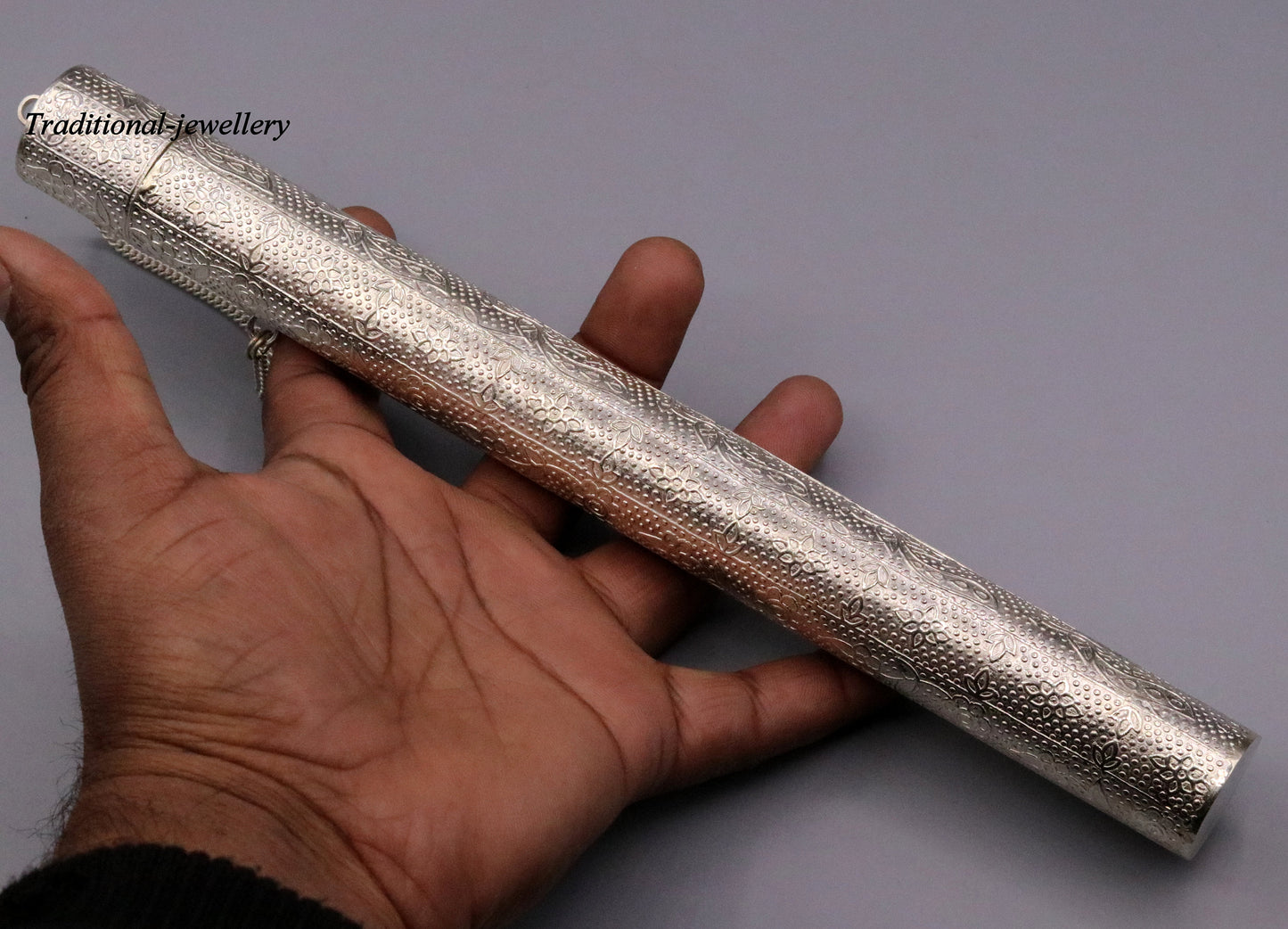 Vintage design solid sterling silver handmade incense stick box , agarbatti box container home temple jewelry a04 - TRIBAL ORNAMENTS
