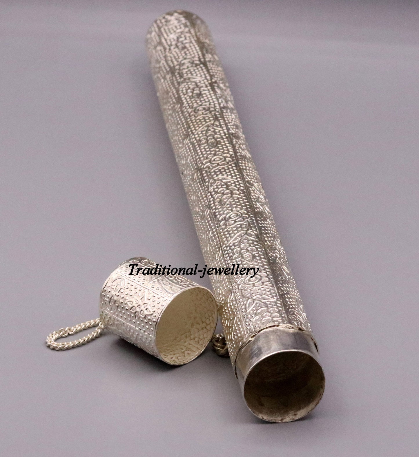 Vintage design solid sterling silver handmade incense stick box , agarbatti box container home temple jewelry a04 - TRIBAL ORNAMENTS