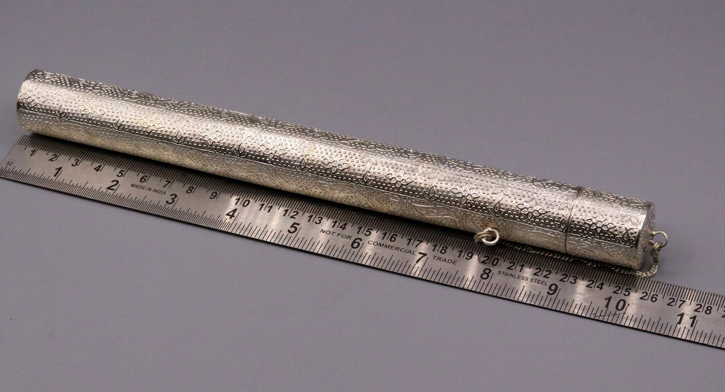 Vintage design solid sterling silver handmade incense stick box , agarbatti box container home temple jewelry a04 - TRIBAL ORNAMENTS
