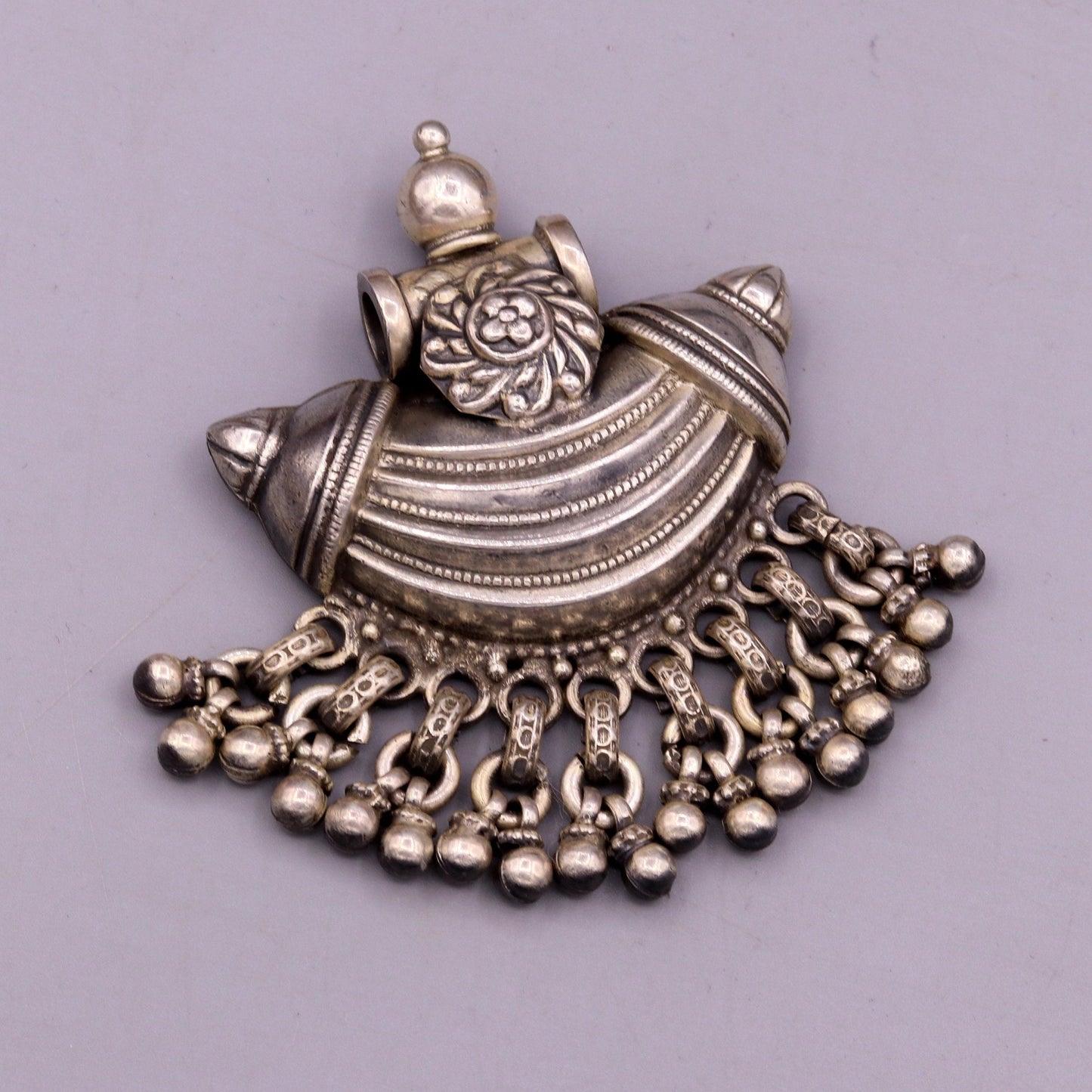 Vintage antique design fabulous hanging bells 925 sterling silver handmade pretty pendant necklace belly dance customized jewelry nsp138 - TRIBAL ORNAMENTS