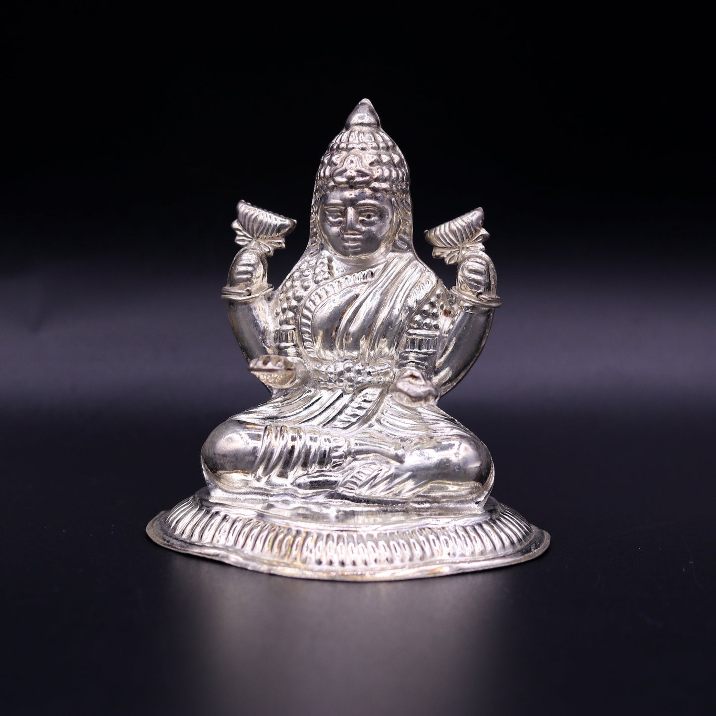 Sterling silver handmade gorgeous Goddess laxmi statue sculpture for Diwali puja customized art home temple article from sst01 - TRIBAL ORNAMENTS