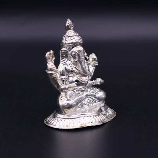 Indian idol lord Ganesha statue Sterling silver handmade gorgeous sculpture for Diwali puja home temple article from Rajasthan India sst02 - TRIBAL ORNAMENTS