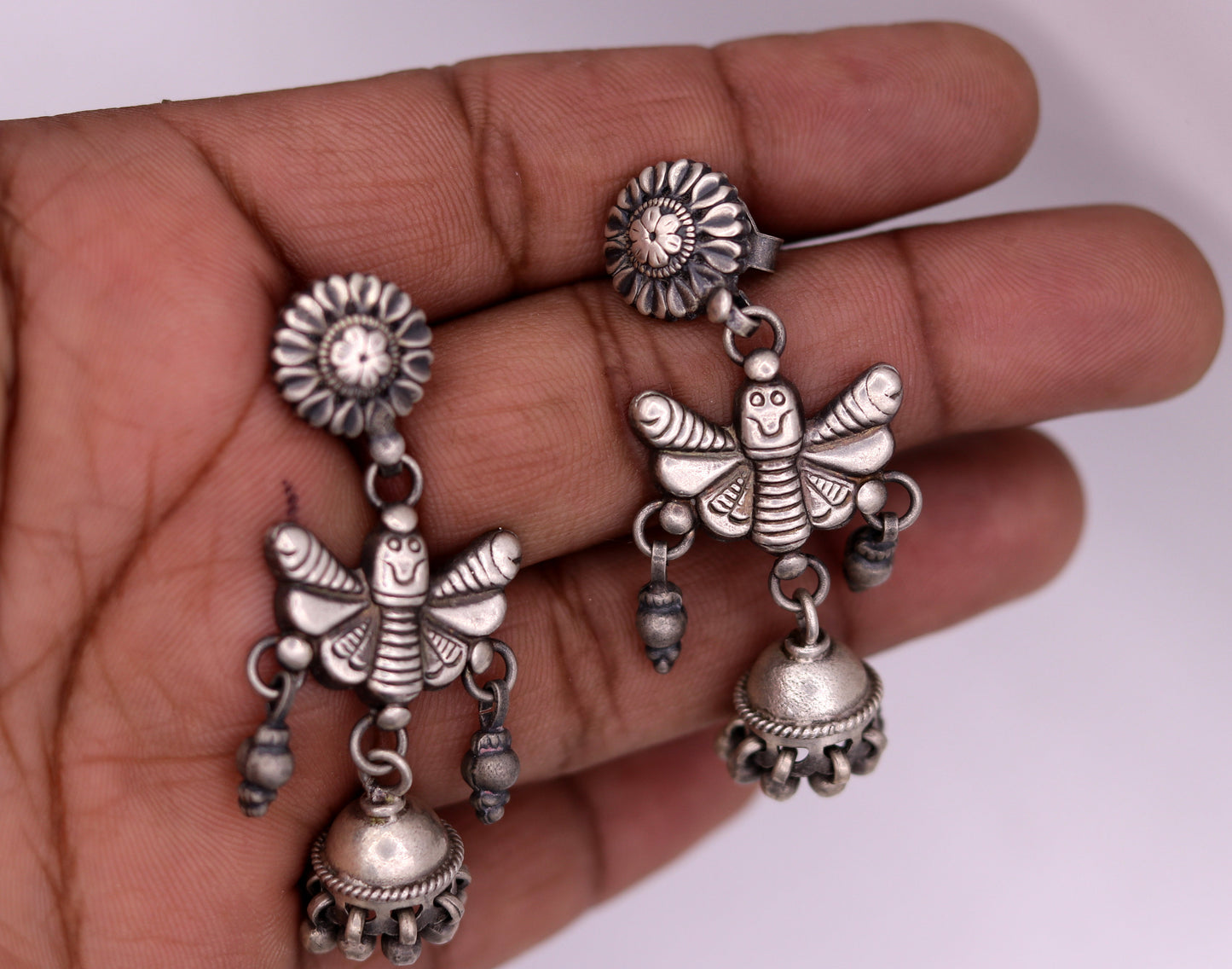 925 sterling silver fabulous butterfly design handmade stud earrings awesome wedding party girl's earrings tribal jewelry India s456 - TRIBAL ORNAMENTS