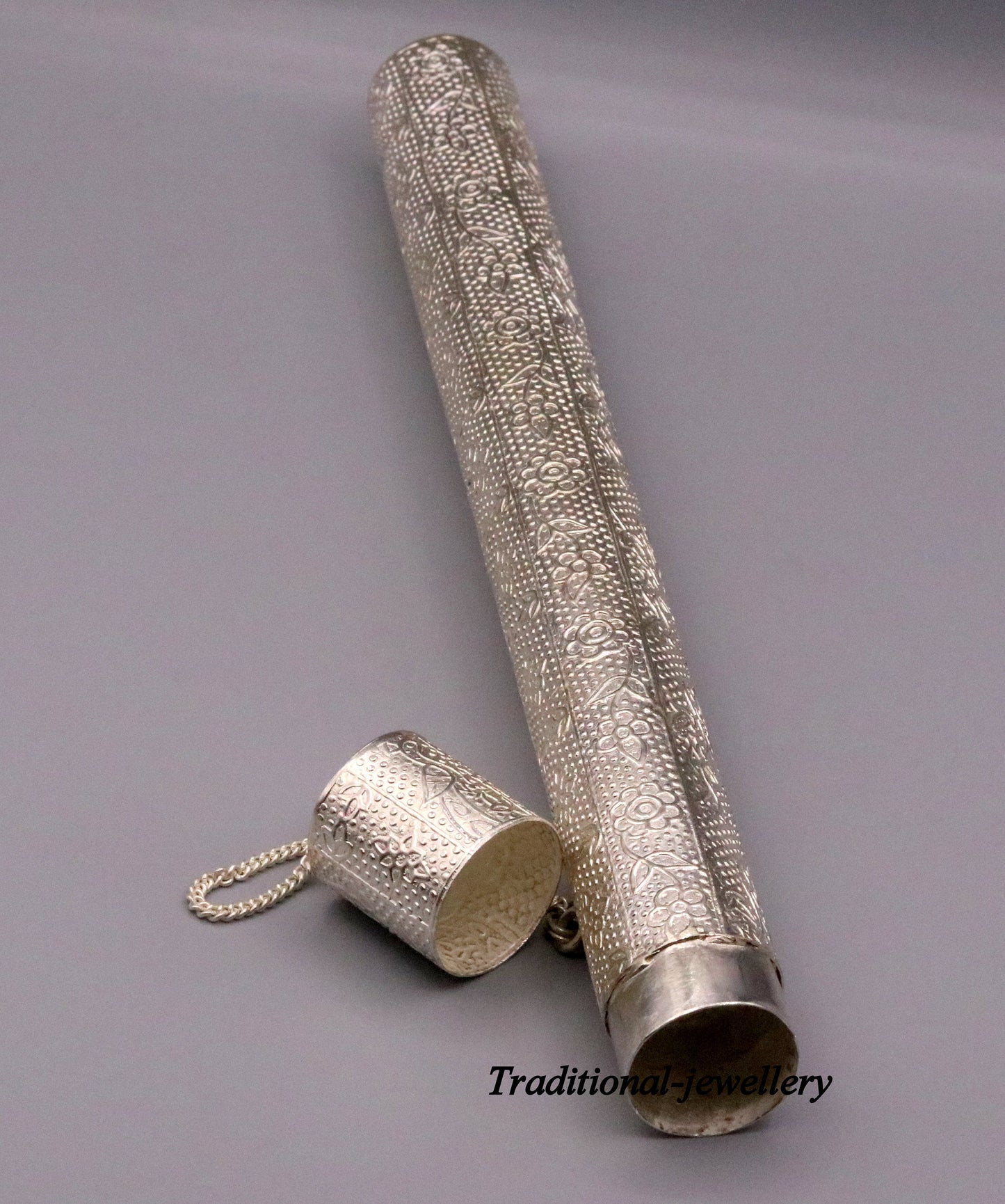 Vintage design solid sterling silver handmade incense stick box , agarbatti box container home temple jewelry a04 - TRIBAL ORNAMENTS