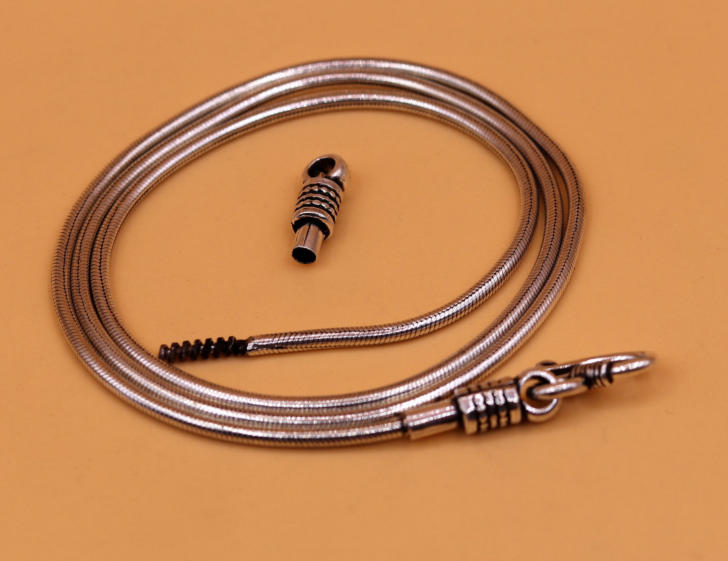 925 sterling silver handmade Solid silver snake chain,24 inches long screw chain vintage excellent pendant chain necklace jewelry ch45 - TRIBAL ORNAMENTS
