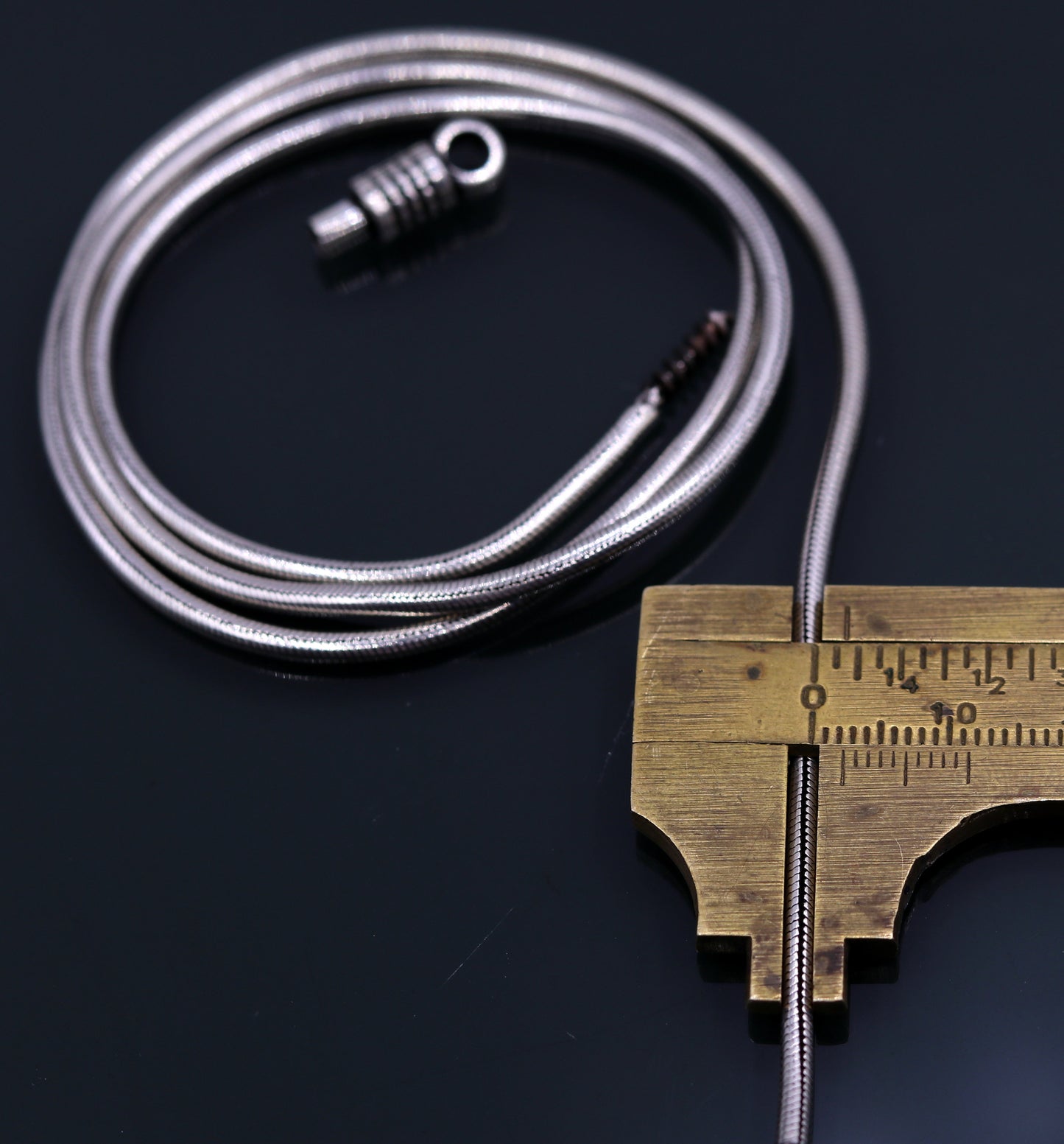 23 inches snake chain 925 sterling silver vintage handmade screw chain, pendant chain, oxidized solid real chain necklace for pendant - TRIBAL ORNAMENTS