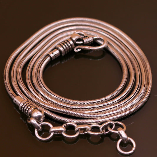 925 Sterling silver adjustable 32 to 34 inches handmade snake chain vintage antique design belly chain long belly chain for belly dance ch50 - TRIBAL ORNAMENTS