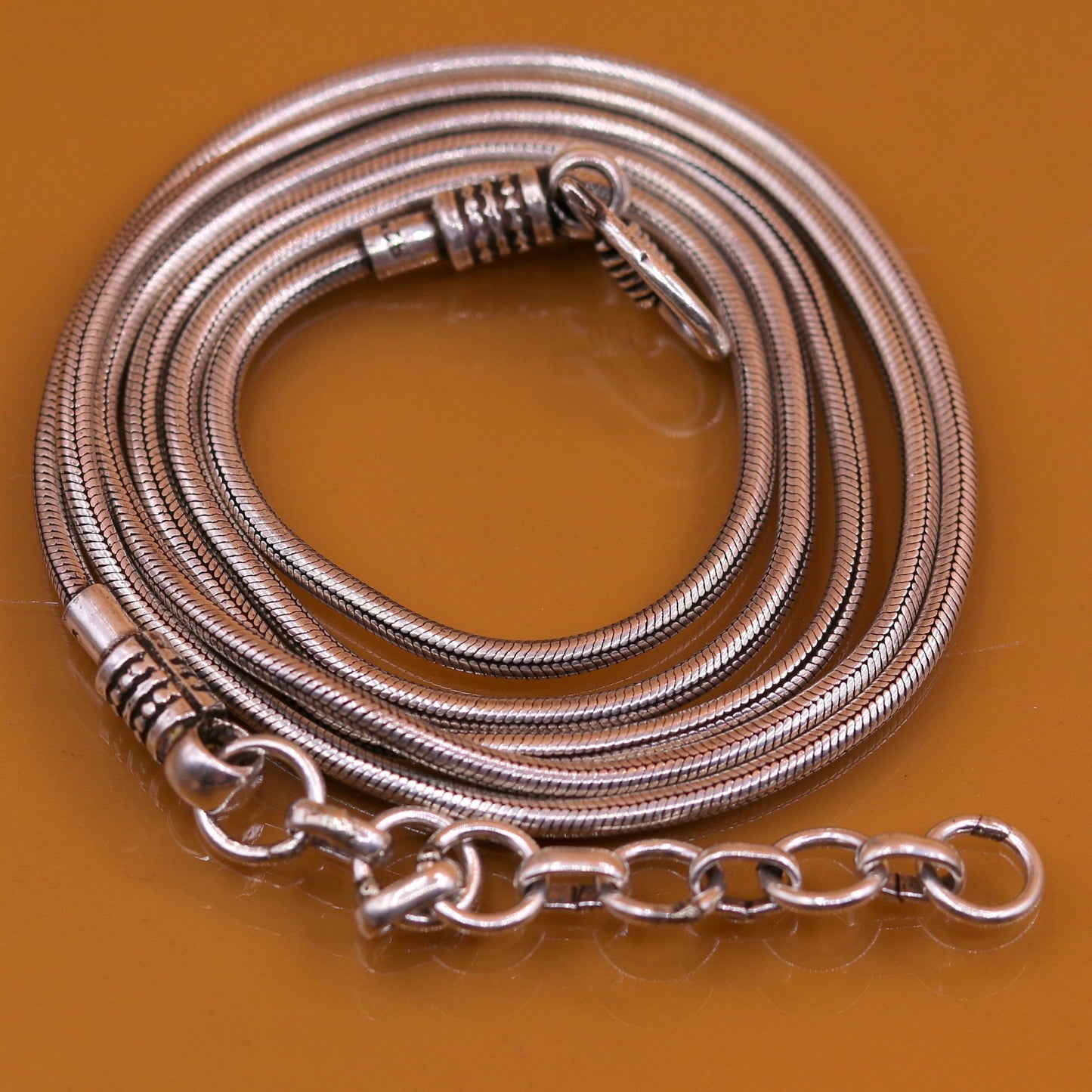 925 Sterling silver handmade adjustable 40 to 42 inches snake chain vintage antique design belly chain long belly chain for belly dance ch66 - TRIBAL ORNAMENTS