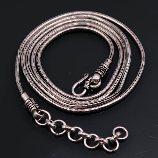 925 Sterling silver handmade adjustable 40 to 42 inches snake chain vintage antique design belly chain long belly chain for belly dance ch66 - TRIBAL ORNAMENTS