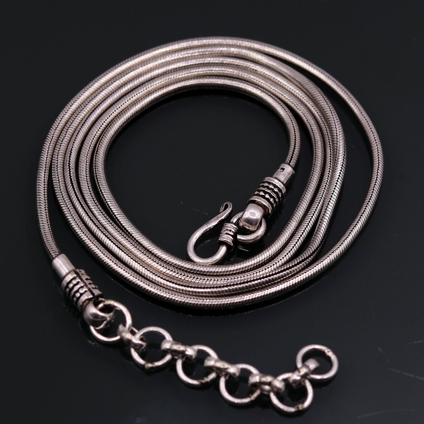 925 Sterling silver adjustable handmade snake chain vintage design belly chain long belly chain, waist chain ,Saree chain for belly dance - TRIBAL ORNAMENTS