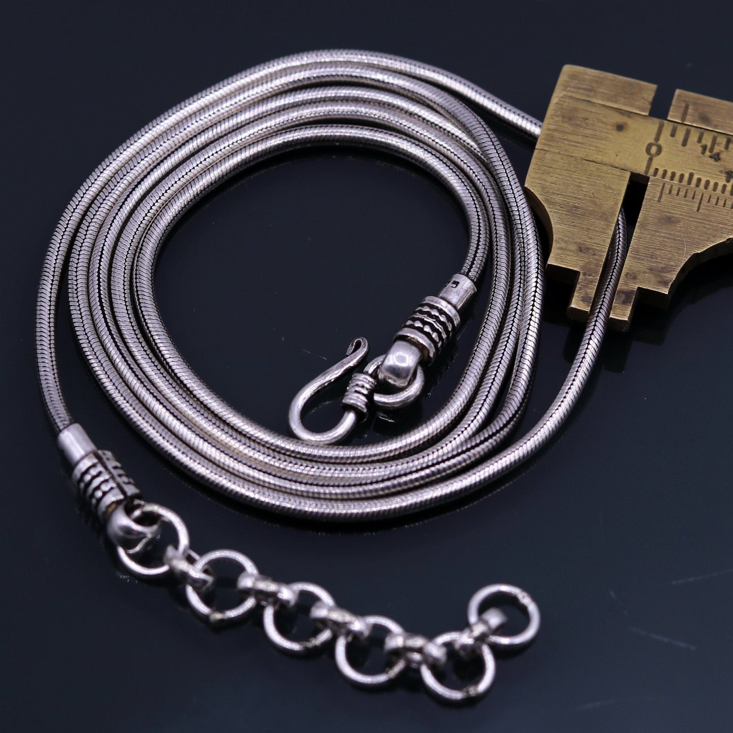 925 Sterling silver handmade adjustable 40 to 42 inches snake chain vintage antique design belly chain long belly chain for belly dance ch66 - TRIBAL ORNAMENTS