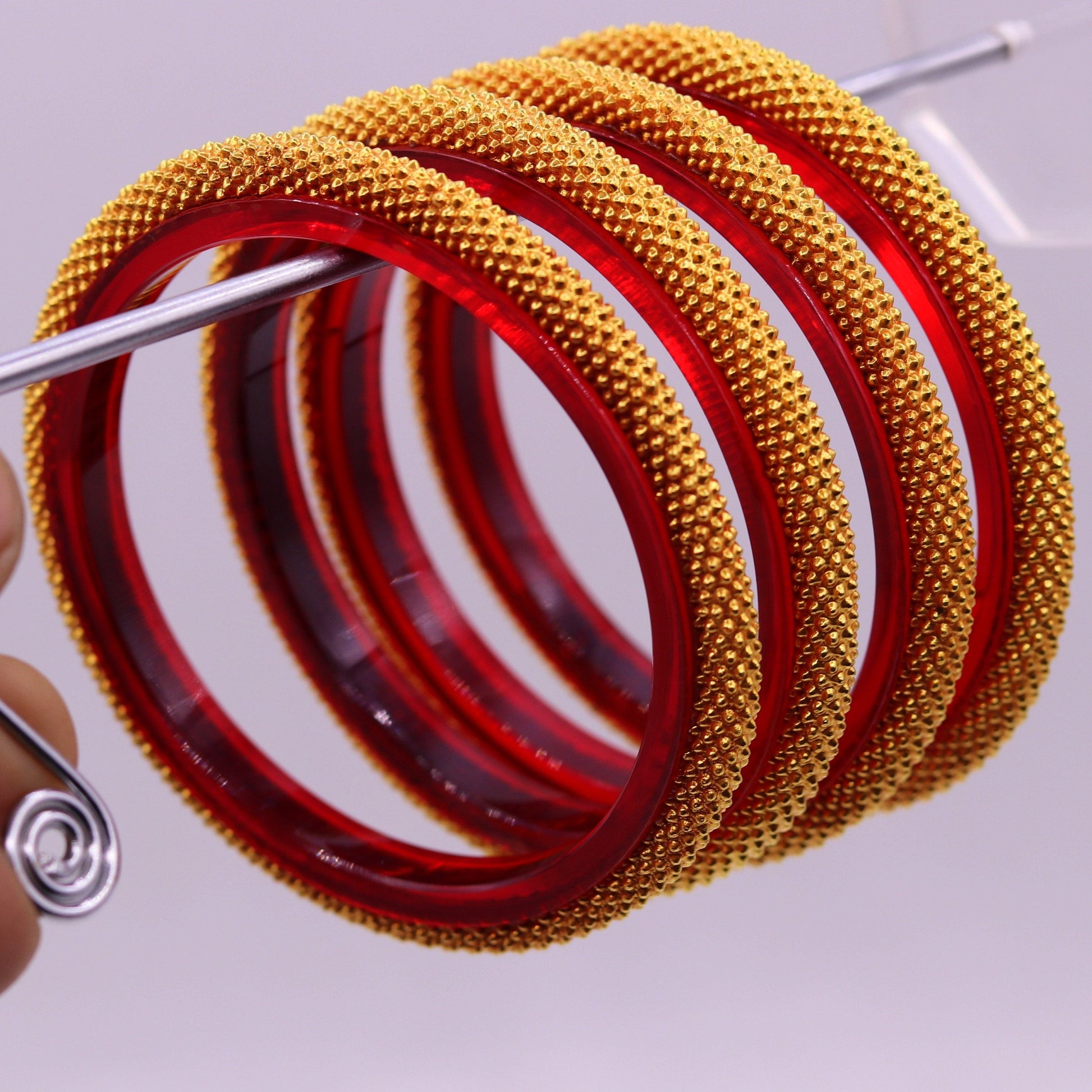 Vintage antique design handmade 22kt yellow gold bangle bracelet 4 pieces set of bangle gifting jewelry tribal wedding jewelry from india - TRIBAL ORNAMENTS