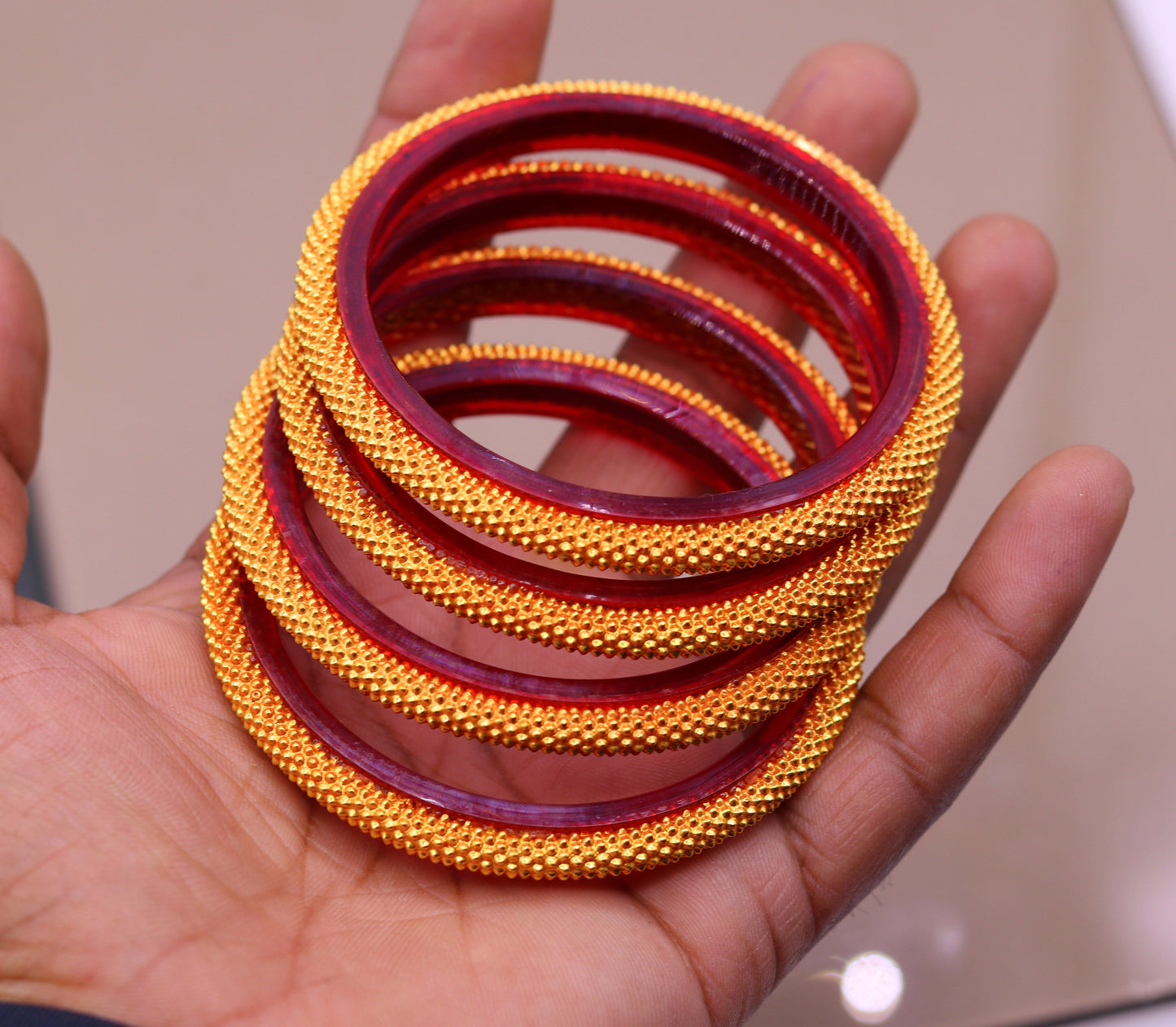 Vintage antique design handmade 22kt yellow gold bangle bracelet 4 pieces set of bangle gifting jewelry tribal wedding jewelry from india - TRIBAL ORNAMENTS