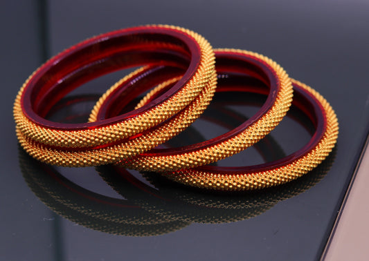 Vintage design handmade 22kt yellow gold single bangle bracelet kangan excellent tribal bridal wedding jewelry for belly dance  from India - TRIBAL ORNAMENTS