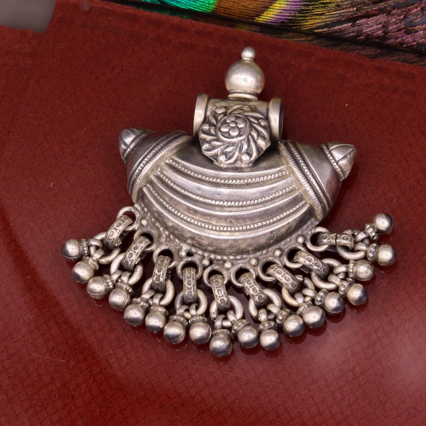 Vintage antique design fabulous hanging bells 925 sterling silver handmade pretty pendant necklace belly dance customized jewelry nsp138 - TRIBAL ORNAMENTS