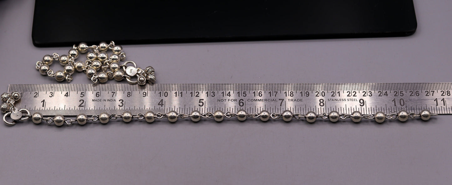 Vintage design Handcrafted 925 sterling silver anklet feet beads bracelet gorgeous hanging bells tribal wedding belly dance jewelry Ank26 - TRIBAL ORNAMENTS