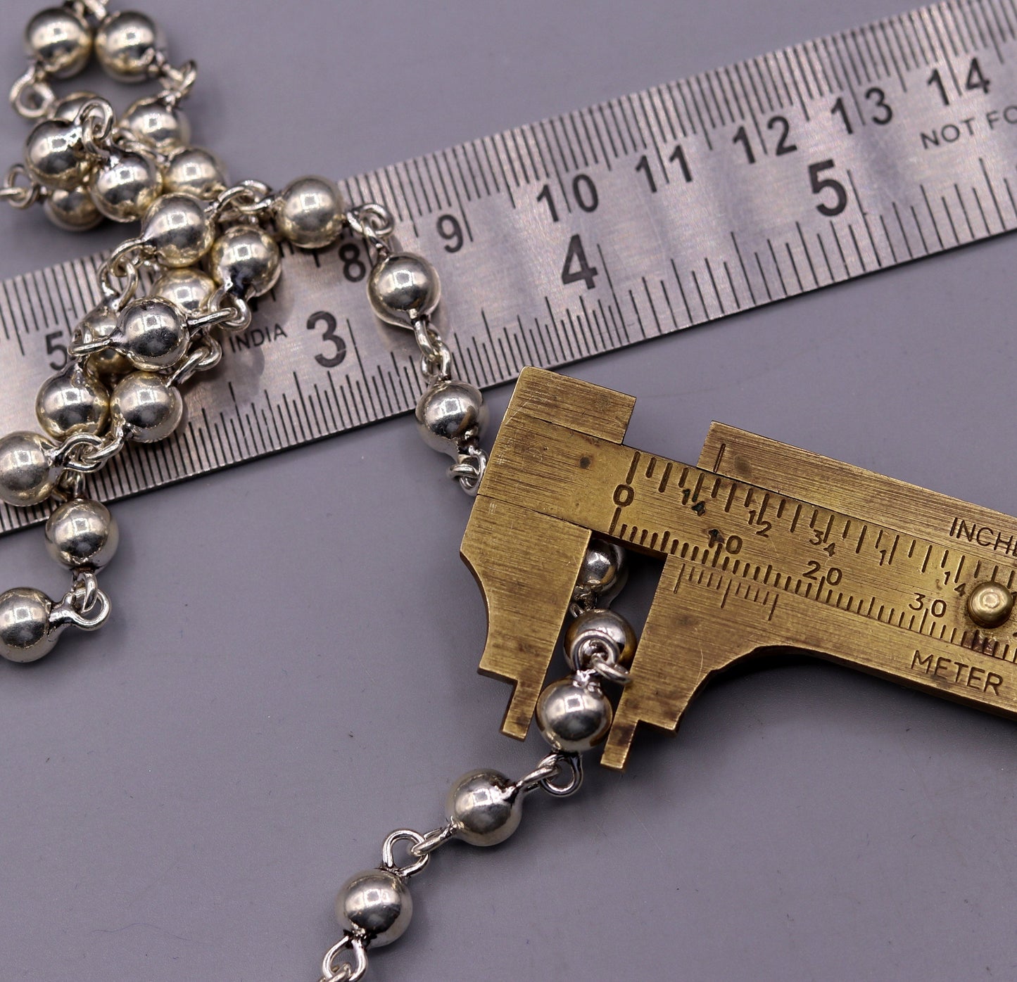 Vintage design Handcrafted 925 sterling silver anklet feet beads bracelet gorgeous hanging bells tribal wedding belly dance jewelry Ank26 - TRIBAL ORNAMENTS