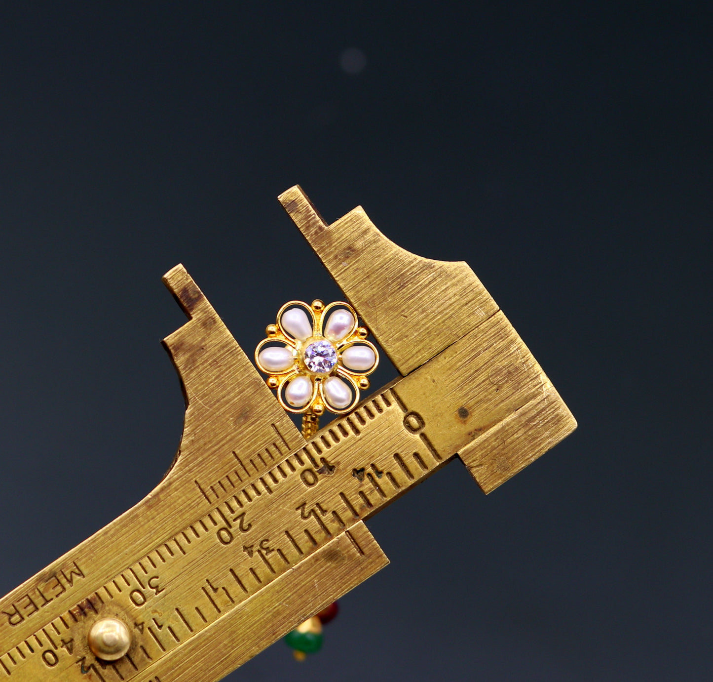 22kt yellow gold handmade stud earrings with fabulous pearl and hanging drop dangle color beads earrings stylish modern jewelry from india - TRIBAL ORNAMENTS